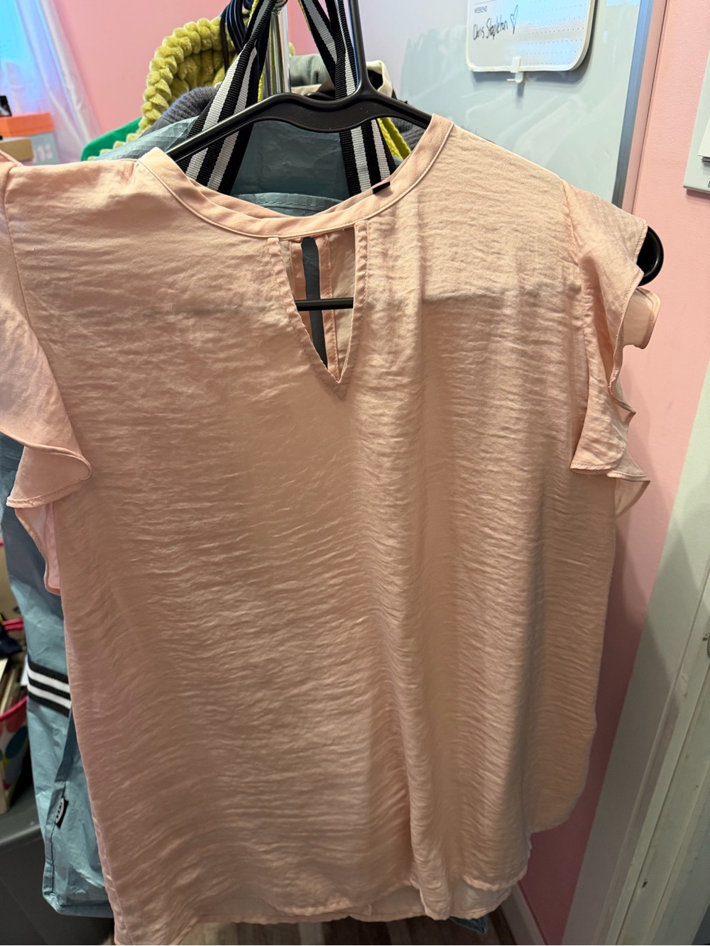 George Light Pink Flutter Sleeve Blouse